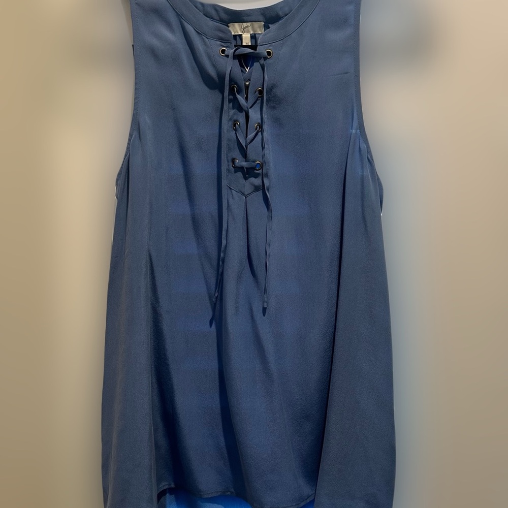 Joie Blue Sleeveless Tie Front Blouse